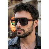 Eyesofia Shadow Erkek Siyah Kırmızı Detaylı Dikdörtgen Ultra Hafif Uv400 Filtreli Lüx Yeni Sezon Popüler Erkek Güneş Gözlüğü