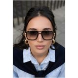 Eyesofia Vega Unisex Kare Siyah Gold Aksesuarlı Ultra Hafif Uv400 Filtreli Siyah Güneş Gözlüğü