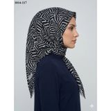 Eyfel Desenli Dimi Pamuk Eşarp (Siyah - Beyaz Serisi) 1014-117