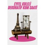 Eyfel Kulesi Tasarımlı Kum Saati Kristalleştirilmiş Kum Saati Dekoratif Ahşap Görünümlü - Çok Renkli