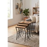 Eyfel Zigon Sehpa 3'lü Set, Metal Ayak, İç İçe Geçebilir Diş Budak