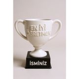 Eyiser Store Minimal Kişiye Özel Öğretmen Ödül Kupası - İsme Özel Teşekkür Ödülü - 10×8 cm