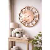 EYKA STORE Gold Rose Renk Dekoratif Modern Tarz Duvar Saati Pleksi Ayna (PLEXİGLASS), 50 Cm Roma Rakamlı. Özel Tasarım