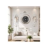 EYKA STORE Gümüş Renk Plexiglass Ayna Piyano Model Duvar Saati, Tablo 3 Parça Set Modern Tasarım. Sessiz mekanizma.