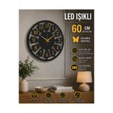 EYKA STORE Led Işıklı Büyük Boy 60 cm Modern Tasarım Duvar Saati. Sessiz mekanizma.