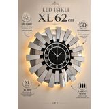 EYKA STORE LED Işıklı XL 62 cm 3 Boyutlu Piyano Model Aynalı Duvar Saati Pleksi Ayna Kırılmaz Modern Tasarım