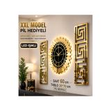 EYKA STORE LED Işıklı XXL Avangart Dekoratif Duvar Saati Pleksi Aynalı Modern Duvar Dekoru 3 Parça