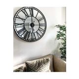 Eyka Store Rustik Tarz Dekoratif Şık Duvar Saati Gümüş - Siyah Işleme 40 - 50 - 60 Cm