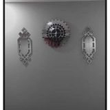 Eyka Store Xl Gümüş Renk Plexiglass Ayna Piyano Model Duvar Saati, + Tablo 3 Parça Set Özel Tasarım