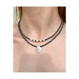 eyla collection Perlidian – Obsidyen & Gerçek İnci Detaylı İkili Çelik Kolye Seti
