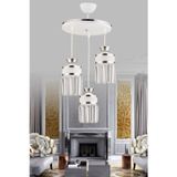 Eylül 3 Lü Sarkıt Tepsi Beyaza Krom Kristal Taşlı Yaldızlı Modern Lüks Avize