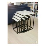 Eylül 4 Lü Kare Siyah - Beyaz Zigon Sehpa