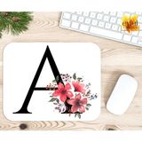 Eylül Design A Harfi Pembe Çiçekli Baskılı Özel Tasarım Dikdörtgen Kaydırmaz Mousepad - Ayak İz