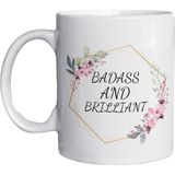 Eylül Design Badass And Brilliant Yazılı Eğlenceli Baskılı Kupa Bardak