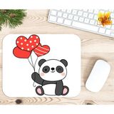 Eylül Design Balon Tutan Sevimli Panda Baskılı Özel Tasarım Dikdörtgen Kaydırmaz Mousepad - Ayak İz