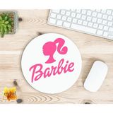 Eylül Design Barbie Baskılı Özel Tasarım Yuvarlak Kaydırmaz Mousepad
