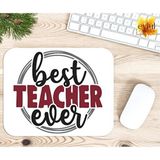 Eylül Design Best Teacher Ever Baskılı Özel Tasarım Dikdörtgen Kaydırmaz Mousepad - Adrenalin Mavi