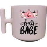 Eylül Design Boss Babe Yazılı Krem Rengi Özel Tasarım Baskılı Kupa Bardak