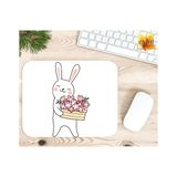 Eylül Design Çiçekçi Tavşan Baskılı Özel Tasarım Dikdörtgen Kaydırmaz Mousepad - Adrenalin Mavi