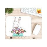 Eylül Design Çiçekli Tavşan Baskılı Özel Tasarım Dikdörtgen Kaydırmaz Mousepad - Adrenalin Mavi