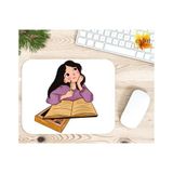 Eylül Design Ders Çalışan Kız Baskılı Özel Tasarım Dikdörtgen Kaydırmaz Mousepad - Adrenalin Mavi