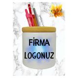 Eylül Design Firma Logonuz Özel Tasarım Baskılı Seramik Ahşap Detaylı Masaüstü Kalemlik