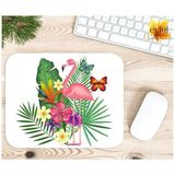 Eylül Design Flamingo Baskılı Temalı Renkli Baskılı Özel Tasarım Dikdörtgen Kaydırmaz Mousepad - Beyaz