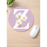 Eylül Design Harf Baskılı Yuvarlak Kaydırmaz Mousepad Ergonomik Mouse Pad - Açık Beyaz - Gri