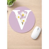 Eylül Design Harf Baskılı Yuvarlak Kaydırmaz Mousepad Ergonomik Mouse Pad - Açık Kahverengi