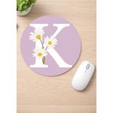 Eylül Design Harf Baskılı Yuvarlak Kaydırmaz Mousepad Ergonomik Mouse Pad - Gri - Gümüş