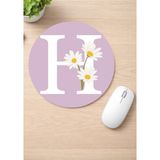 Eylül Design Harf Baskılı Yuvarlak Kaydırmaz Mousepad Ergonomik Mouse Pad - Gri - Taba