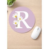 Eylül Design Harf Baskılı Yuvarlak Kaydırmaz Mousepad Ergonomik Mouse Pad - Kahverengi - Beyaz
