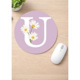 Eylül Design Harf Baskılı Yuvarlak Kaydırmaz Mousepad Ergonomik Mouse Pad - Karışık - Siyah