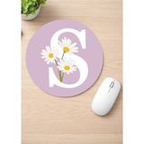 Eylül Design Harf Baskılı Yuvarlak Kaydırmaz Mousepad Ergonomik Mouse Pad - Lacivert - Mavi