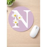 Eylül Design Harf Baskılı Yuvarlak Kaydırmaz Mousepad Ergonomik Mouse Pad - Olive