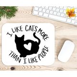 Eylül Design I Like Cats More Than I Like People Baskılı Özel Tasarım Dikdörtgen Kaydırmaz Mousepad - Adrenalin Mavi
