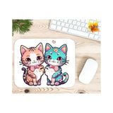 Eylül Design Kediler Baskılı Özel Tasarım Dikdörtgen Kaydırmaz Mousepad - Buz Mavi