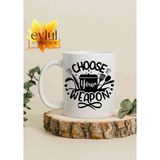 Eylül Design Mutfak Temalı Choose Your Weapon Yazılı Özel Tasarım Baskılı Kupa Bardak