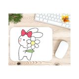 Eylül Design Papatya ve Tavşan Baskılı Özel Tasarım Dikdörtgen Kaydırmaz Mousepad - Adrenalin Mavi
