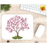 Eylül Design Pembe Çiçekli Ağaç Temalı Renkli Baskılı Özel Tasarım Dikdörtgen Kaydırmaz Mousepad - Adrenalin Mavi