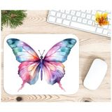 Eylül Design Renkli Kelebek Temalı Renkli Baskılı Özel Tasarım Dikdörtgen Kaydırmaz Mousepad - Adrenalin Mavi