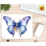 Eylül Design Renkli Kelebek Temalı Renkli Baskılı Özel Tasarım Dikdörtgen Kaydırmaz Mousepad - Beyaz