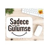 Eylül Design Sadece Gülümse Motivasyon Baskılı Özel Tasarım Dikdörtgen Kaydırmaz Mousepad - Dağ