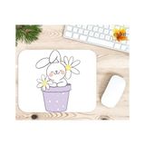 Eylül Design Saksıda Çiçekli Tavşan Baskılı Özel Tasarım Dikdörtgen Kaydırmaz Mousepad - Adrenalin Mavi