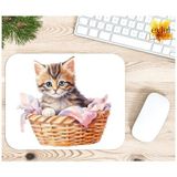 Eylül Design Sepette Sevimi Kedi Temalı Renkli Baskılı Özel Tasarım Dikdörtgen Kaydırmaz Mousepad - Adrenalin Mavi
