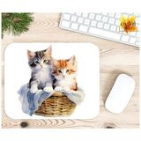 Eylül Design Sepette Sevimi Kediler Temalı Renkli Baskılı Özel Tasarım Dikdörtgen Kaydırmaz Mousepad - Adrenalin Mavi
