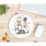 Eylül Design Sevimli Hayvanlar Baskılı Özel Tasarım Yuvarlak Kaydırmaz Mousepad
