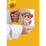Eylül Design Sevimli Şapkalı Kedi Temalı Özel Tasarım Baskılı Kupa Bardak