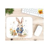 Eylül Design Sevimli Tavşan Baskılı Özel Tasarım Dikdörtgen Kaydırmaz Mousepad - Ayak İz