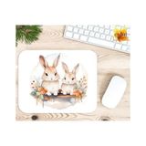 Eylül Design Sevimli Tavşanlar Baskılı Özel Tasarım Dikdörtgen Kaydırmaz Mousepad - Ayak İz